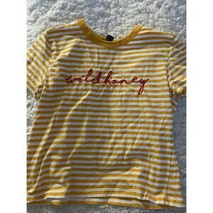 Forever 21 girls sz. M yellow striped "wildflower" design tee. Soft, cute